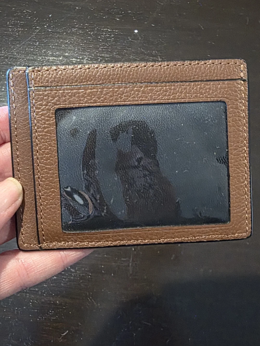 Coach Men's Brown Pebbled Leather Card Holder